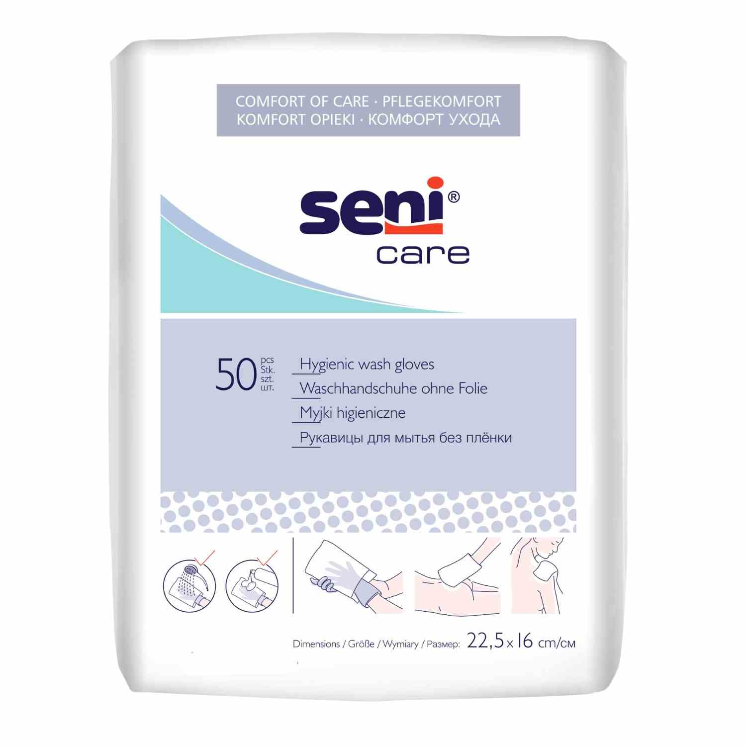 Seni Care Waschhandschuhe (ohne Folie) - 22,5 x 16 cm